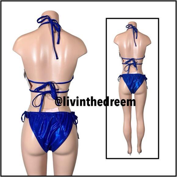 MODA MINX MAGIC IN MAKO WRAP TRIANGLE XL & RUCHED TIE SIDE BIKINI BOTTOMS L $79 - Picture 7 of 14